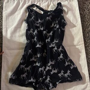 Old Navy Black and White Zebra Print Kids Romper